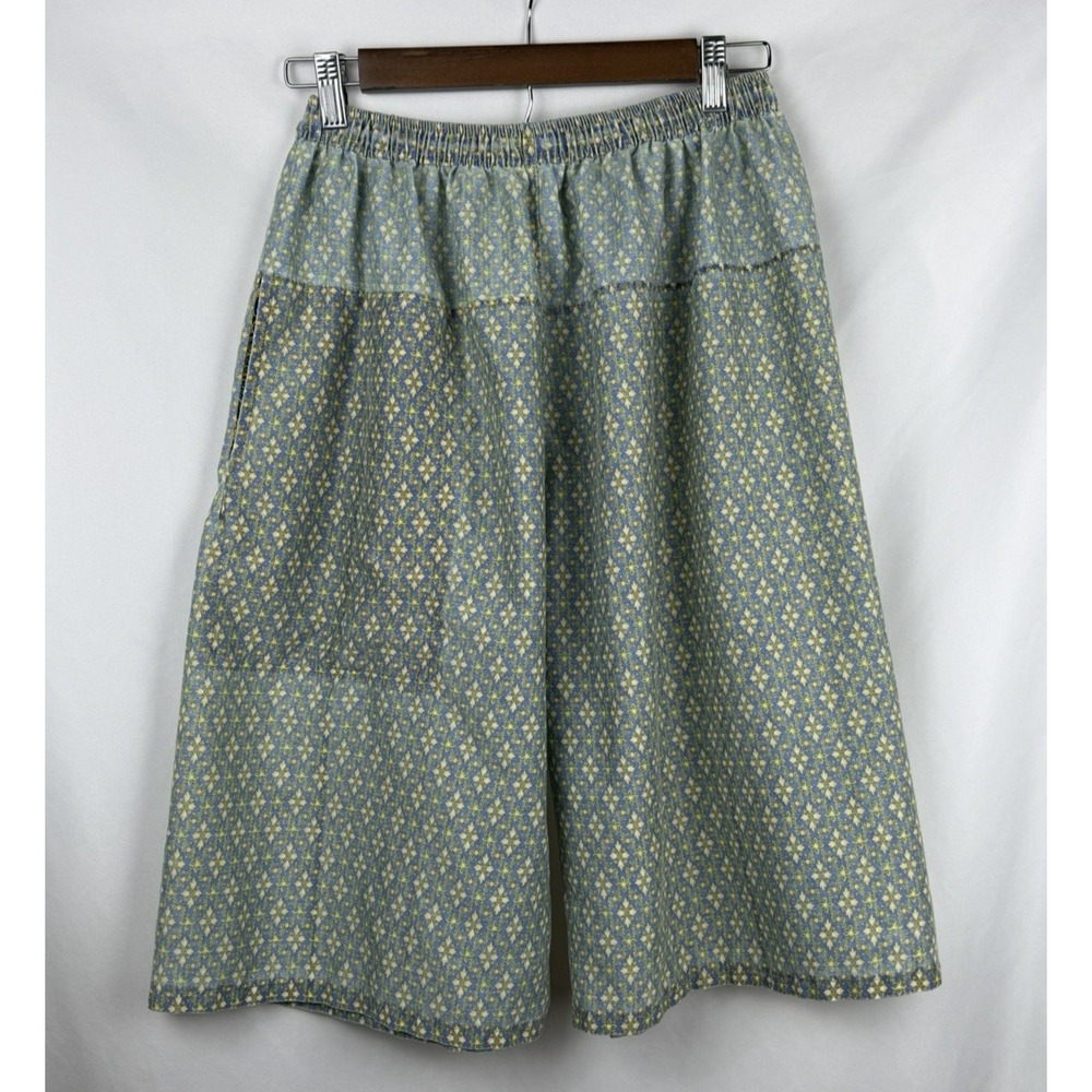 Handmade Batik Boho Geo Print Shorts Pocket Elastic Waist Festival Wear Size M